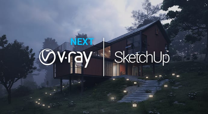 V-Ray Next for SketchUp product banner with logo