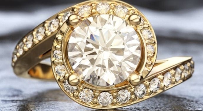 A gold-diamond engagement ring