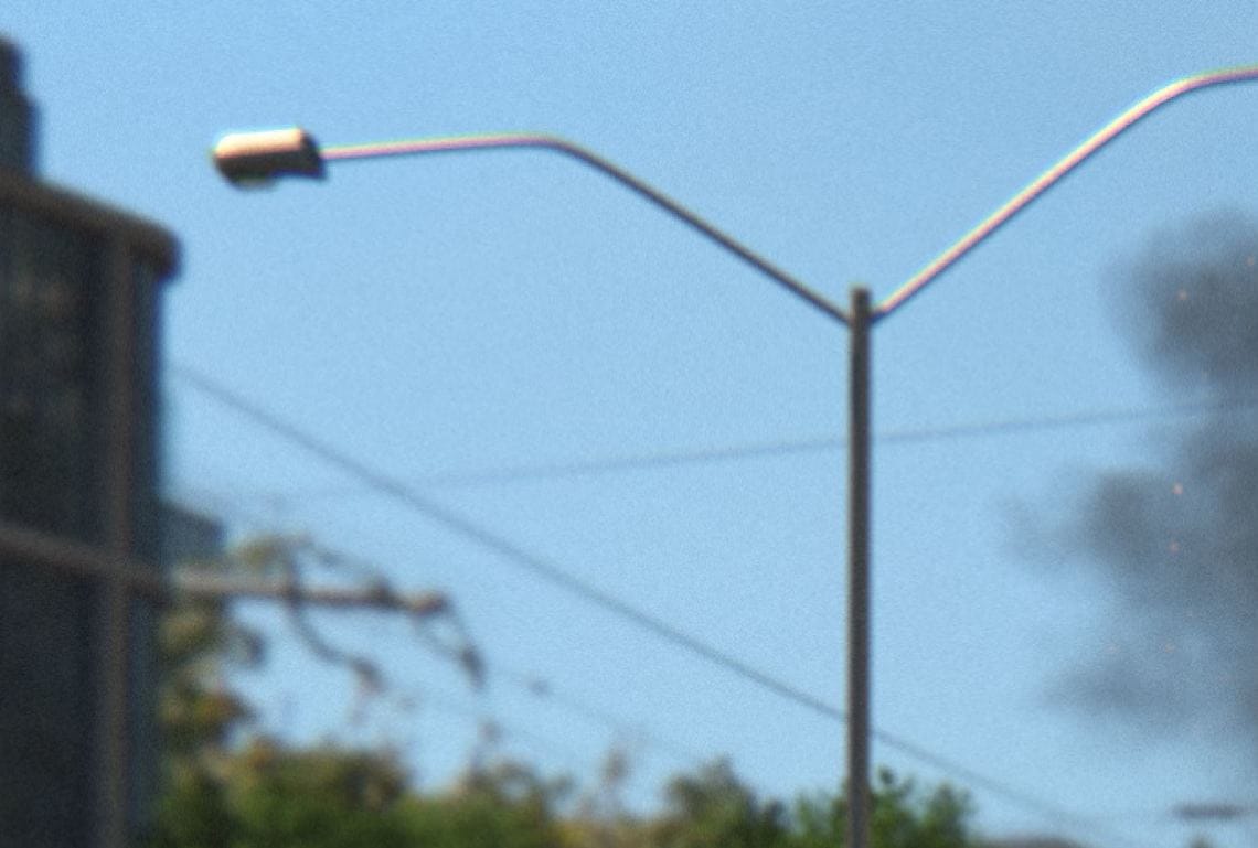 a streetlight with chromatic aberration