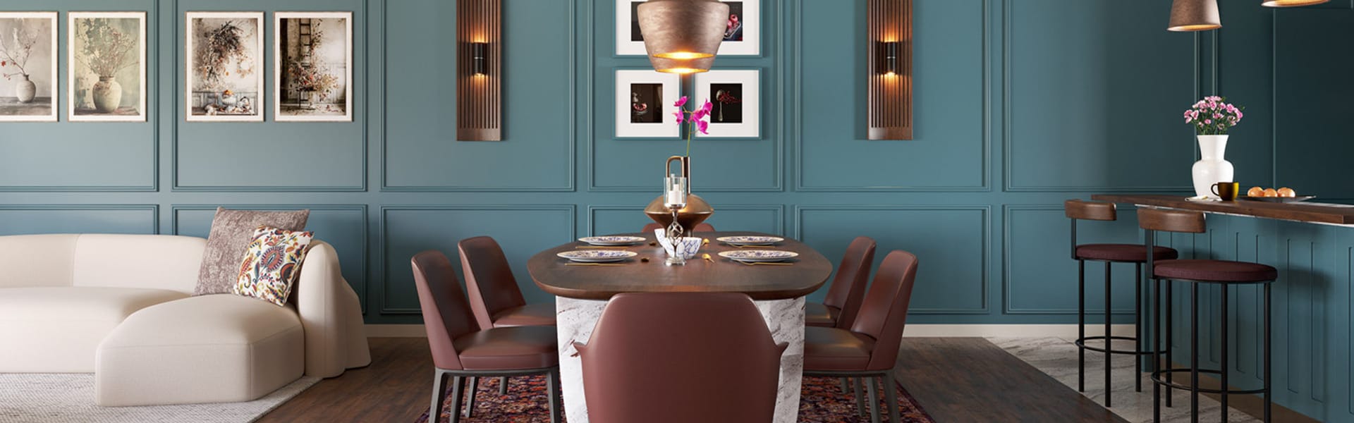 Open_plan_dining_living_kitchen_with_teal_panelled_walls_and_wooden_floors.jpg
