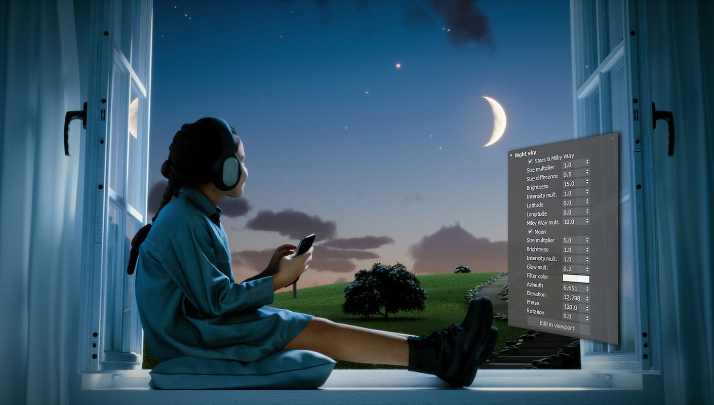 Night sky feature in V-Ray 7