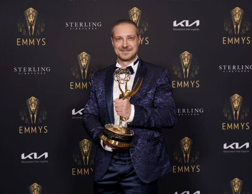Chaos co-founder Vladimir Koylazov holding the Engineering Emmy at the 2021 ceremony
